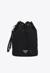 Prada Nylon Clutch With Detachable Strap And Reinforced Base In Black