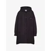 Prada Womens Black Re-nylon Logo-plaque Recycled-nylon Coat In Black