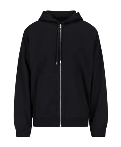 Prada Re-nylon Logo-print Hoodie In Black