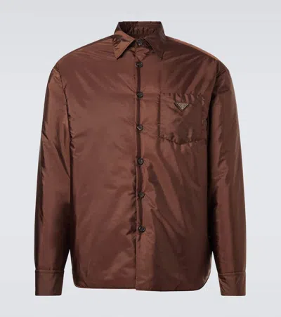 Prada Hemdjacke Aus Re-nylon In Brown