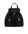 Prada Re-nylon Logo Shoulder Backpack In Black