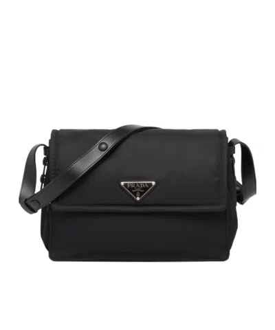 Prada Medium Padded Re-nylon Shoulder Bag In Black
