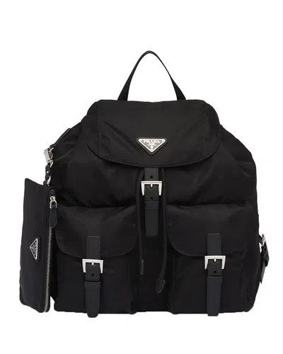 Prada Re-nylon Medium Backpack With Pouch In Black