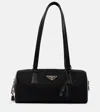 Prada Women Re-nylon And Leather Medium Top-handle Bag With Padlock In Black