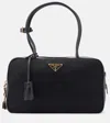 Prada Re-nylon And Leather Medium Top-handle Bag With Padlock In Black