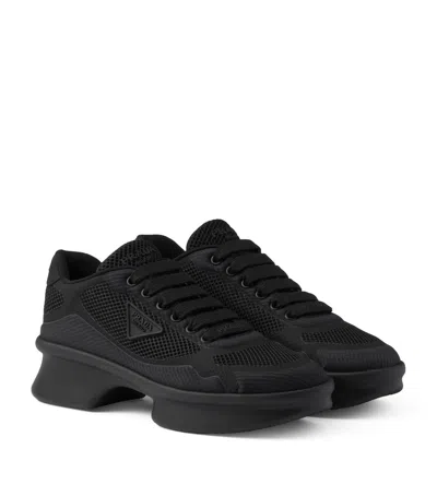 Prada Re-nylon Mesh Low-top Sneakers In Black