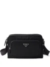 Prada Small Re-nylon And Saffiano Leather Shoulder Bag In Black