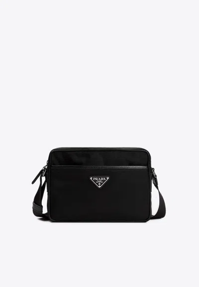 Prada Re-nylon Messenger Bag In Black