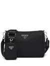 Prada Mens Black Re-nylon Leather And Recycled-nylon Shoulder Bag In Schwarz