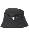 Prada Re-nylon Metal Triangle Logo Bucket Hat (authentic Pre-loved) In Black