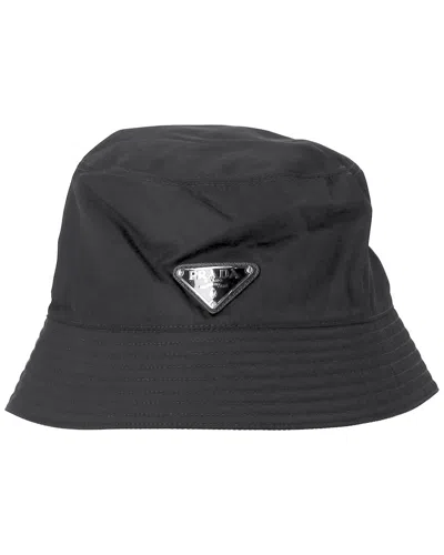 Prada Re-nylon Metal Triangle Logo Bucket Hat (authentic Pre-loved) In Black