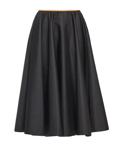 Prada Re-nylon Midi Skirt In Black