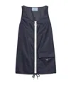 Prada Womens Blue Re Nylon Zip-up Woven Mini Dress In Blue