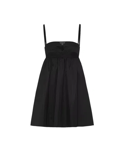 Prada Re-nylon Mini-dress In Black