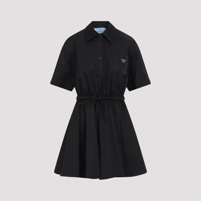 Prada Re-nylon Mini Dress In Black