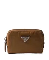 Prada Re-nylon Travel Pouch Bag In Brown