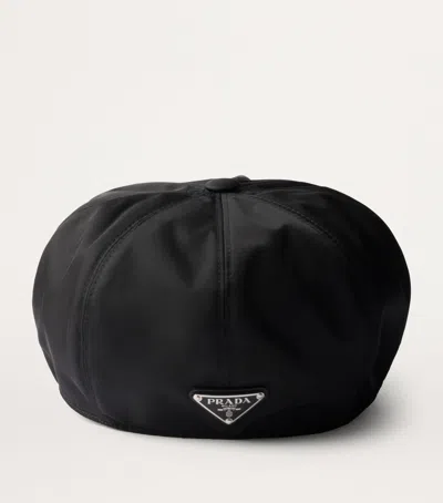 Prada Re-nylon Newsboy Cap In Black