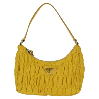 Pre-owned Prada Re-nylon Nylon Clutch Bag () In Yellow