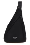 Prada Re-nylon Logo-plaque Backpack In Black