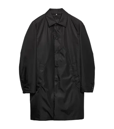 Prada Re-nylon Overcoat In Black