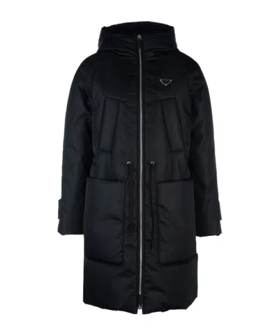 Prada Re-nylon Padded Coat In Black