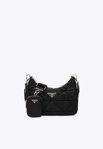 Prada Re-nylon Padded Crossbody Bag In Black