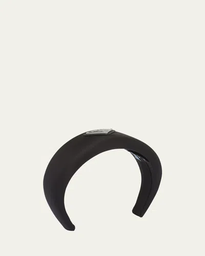 Prada Re-nylon Padded Headband In Black