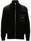 Prada Enamel-triangle Zip-up Jacket In Black
