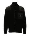 Prada Enamel-triangle Zip-up Jacket In Black
