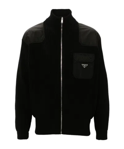 PRADA PRADA ZIP-UP HIGH NECK CARDIGAN