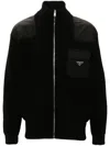 Prada Enamel-triangle Zip-up Jacket In Black