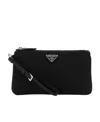 Prada Re-nylon Partitioned Clutch In Black