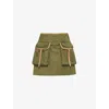 PRADA RE-NYLON PATCH-POCKET MID-RISE RECYCLED-NYLON AND LEATHER MINI SKIRT