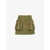Prada Womens Green Re-nylon Patch-pocket Mid-rise Recycled-nylon And Leather Mini Skirt In Green