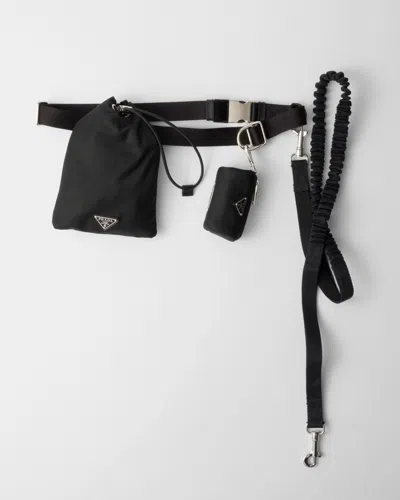 Prada Re-nylon Pet Leash In Black