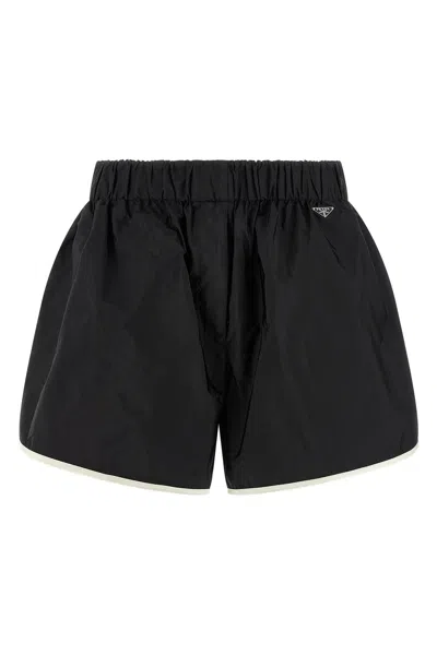 Prada 're-nylon Piuma' Shorts In Black