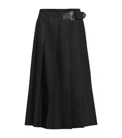 Prada Re-nylon Pleated Midi Skirt In Black