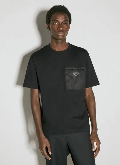 Prada Re-nylon Pocket Jersey T-shirt In Black
