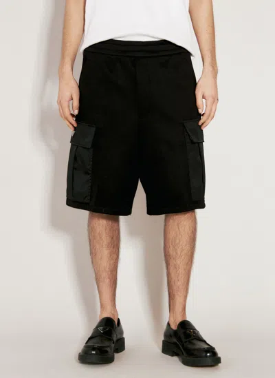 Prada Re-nylon Pockets Bermuda Shorts In Black