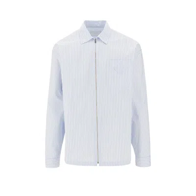 Prada Re-nylon Poplin Shirt In Blue