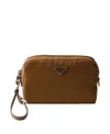 Prada Re-nylon Pouch In Brandy