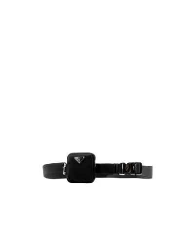 Prada Re-nylon Pouch Belt In Black