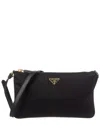 Prada Triangle-logo Shoulder Bag In Black