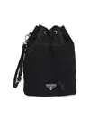Prada Nylon Clutch With Detachable Strap And Reinforced Base In Black