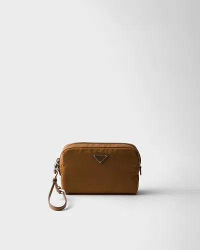 Prada Re-nylon Pouch In Brandy