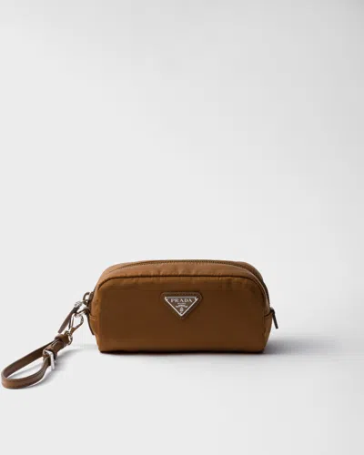 Prada Re-nylon Pouch In Brandy