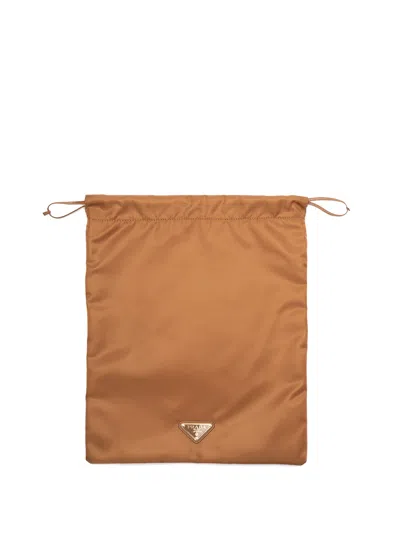 Prada Re-nylon Pouch In Brown