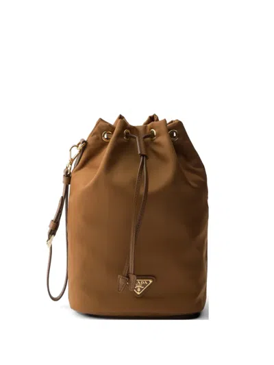 Prada Re-nylon Pouch In Brown