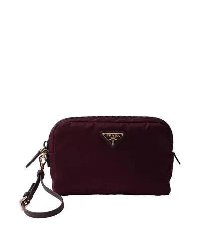 Prada Re-nylon Pouch In Burgundy