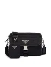 Prada Shoulder Bag In Re-nylon And Saffiano In Black
